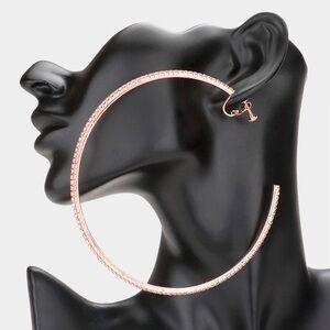 Rose Gold Clip On Hoop Statement Earrings